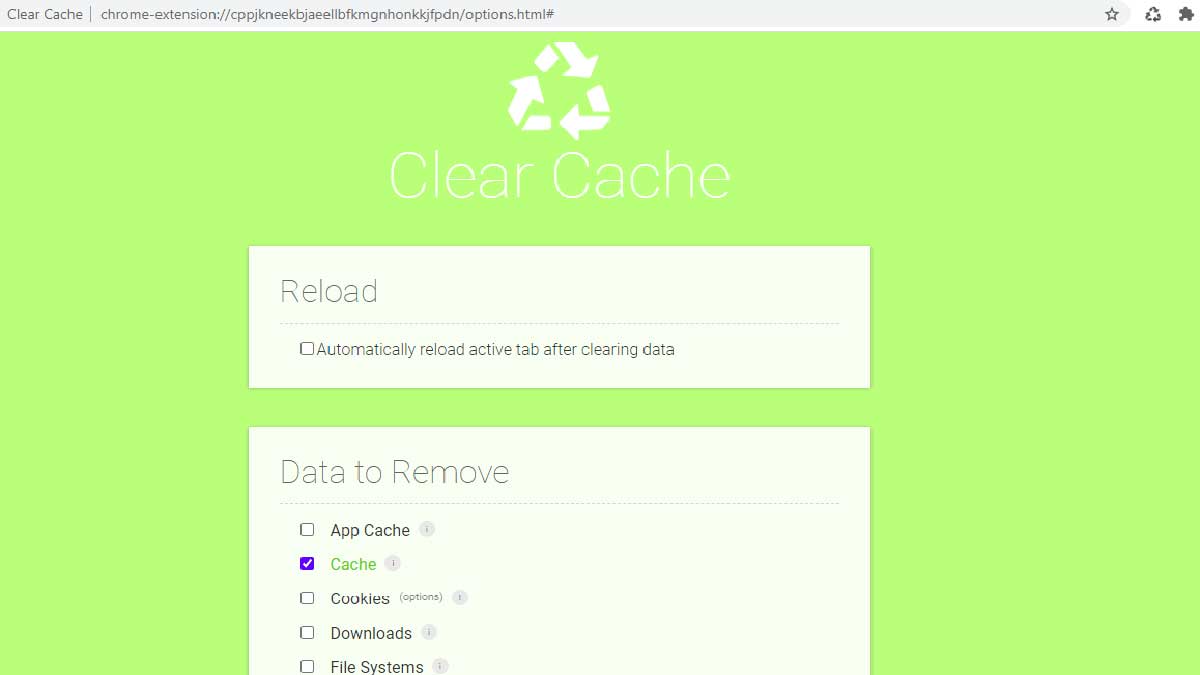 Clear Cache- افزونه پاک کردن حافظه پنهان
