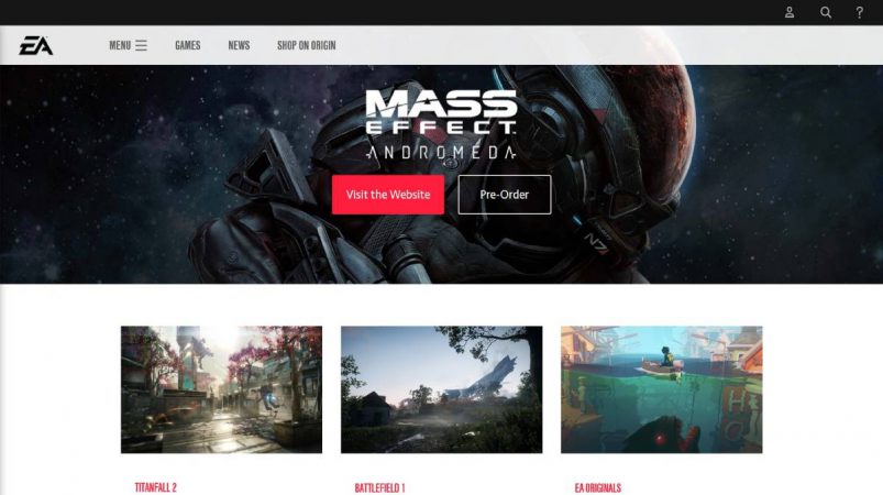 صفحه اصلی Electronic Arts