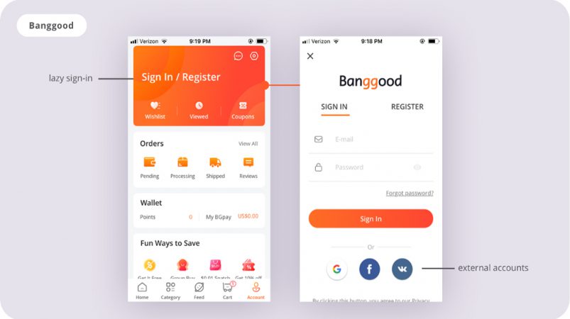 Sign-in انعطاف پذیر