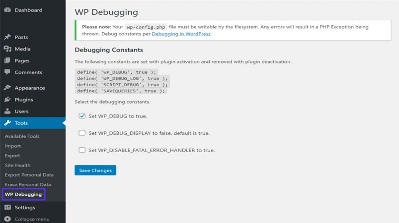 قابلیت wp debug وردپرس