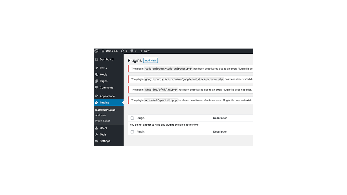 غیر فعال کردن افزونه وردپرس